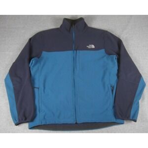 The North Face Jacket Mens Large Blue Color Block Soft Shell Fleece Lined